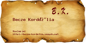 Becze Kordélia névjegykártya